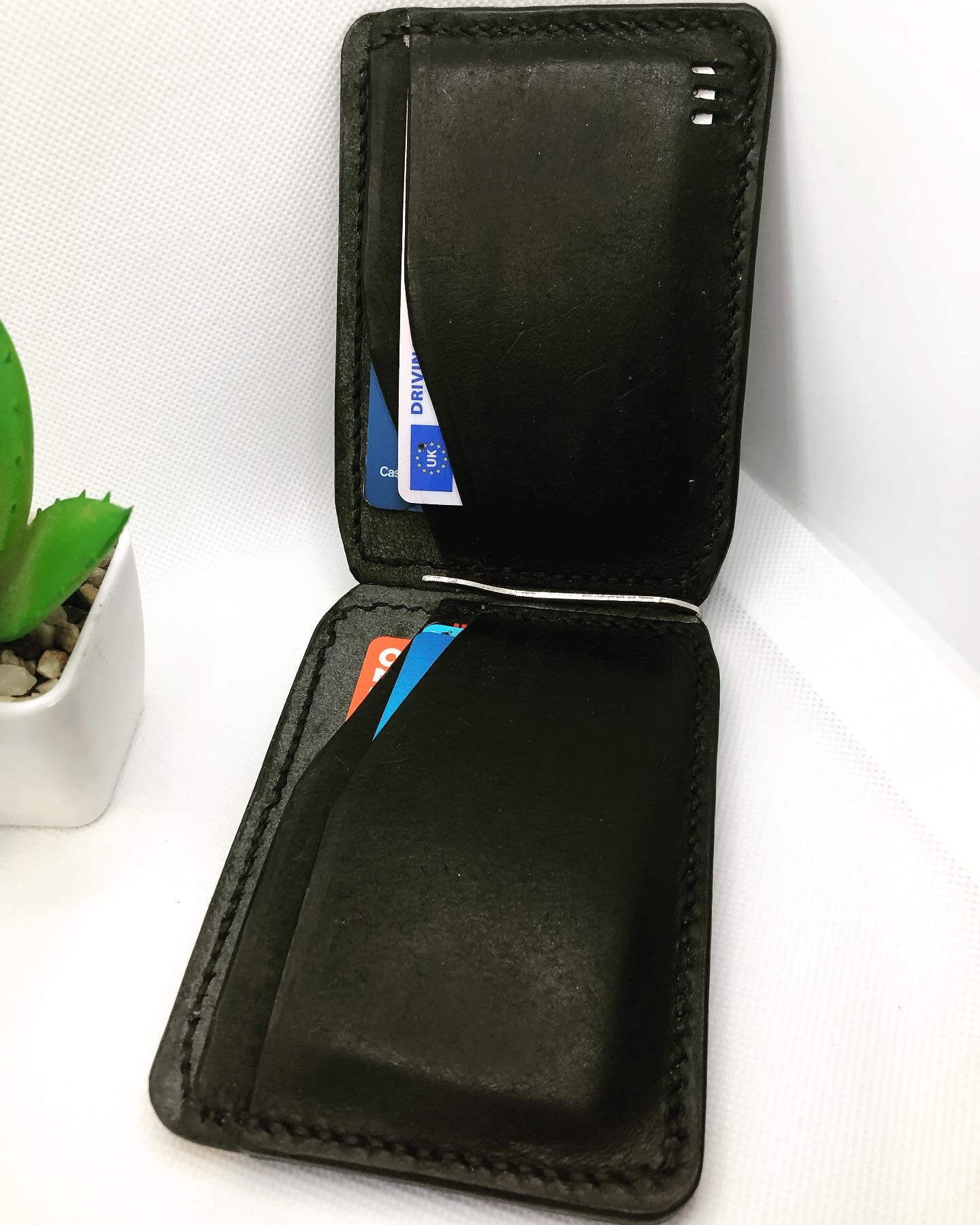 Handmade leather wallet UK Badalassi Carlo black