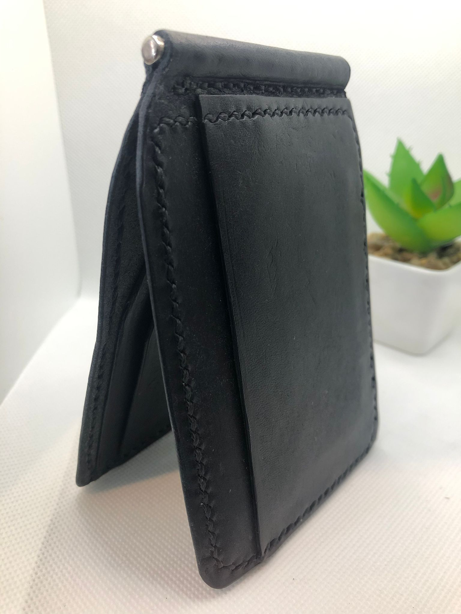 Handmade leather wallet UK Badalassi Carlo black