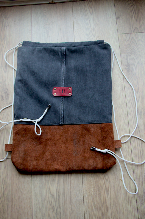 Black Denim and Suede Bag image 1