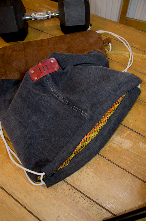 Black Denim and Suede Bag image 3