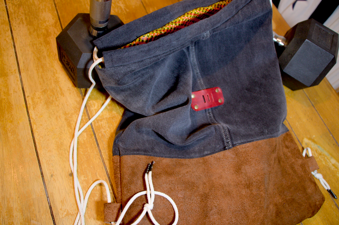 Black Denim and Suede Bag image 4
